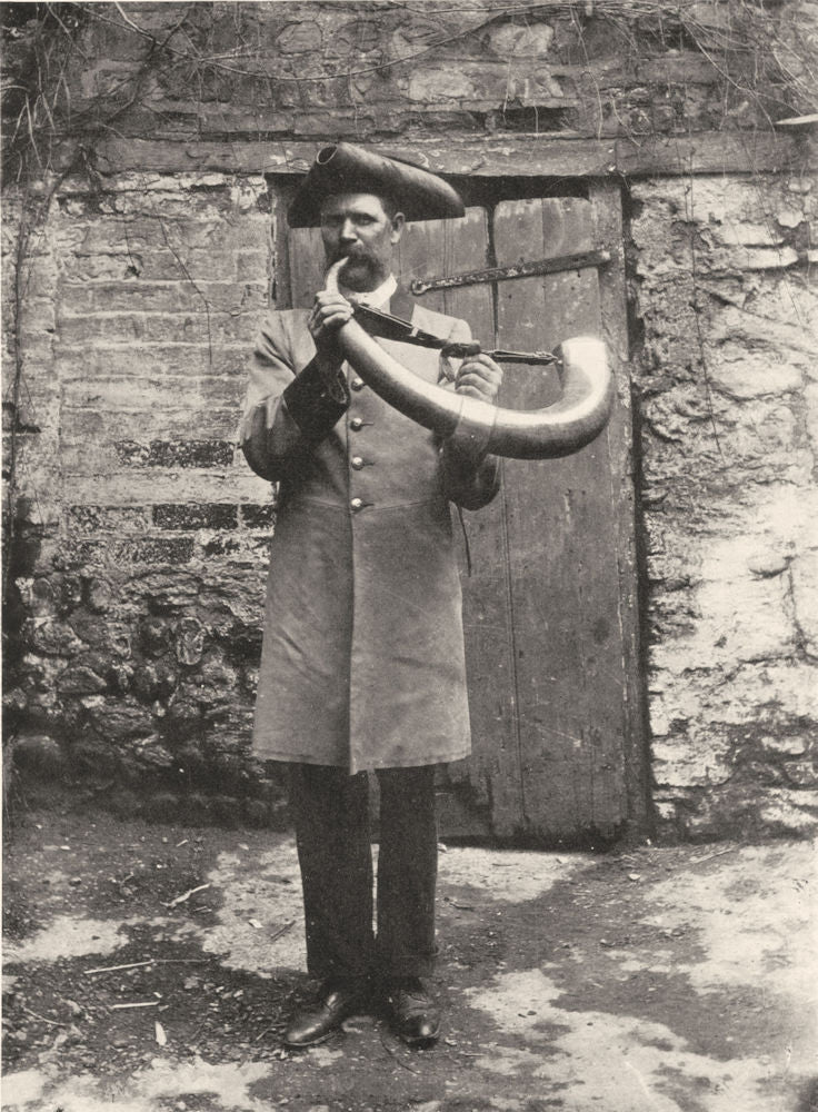 YORKSHIRE. The Horn Blower, Ripon;  1900 old antique vintage print picture